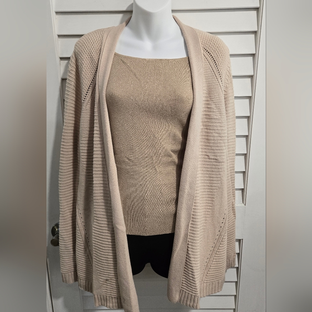 Liz Claiborne Beige Ribbed Cardigan - Picture 3 of 6